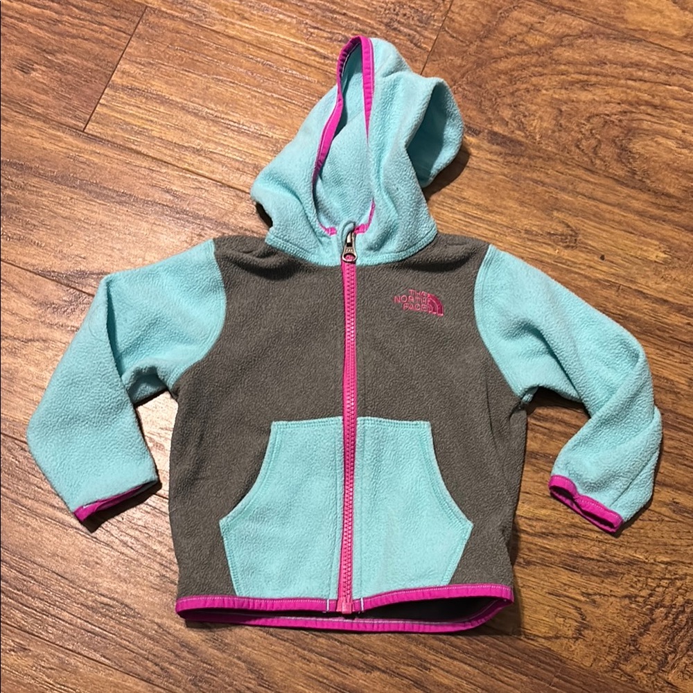 The North Face Kids' Gray and Blue Fleece Hoodie